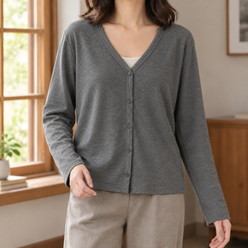 Lightweight Button-Front Cardigan