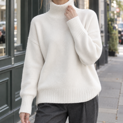 Relaxed Roll Neck Jumper with Generous Sleeves