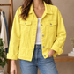 Denim Jacket Cotton Blend Relaxed with Four Pockets, Silver Buttons