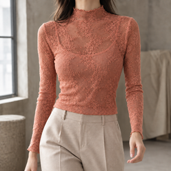 Floral Lace Mock Neck Top