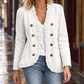 Denim Jacket Cotton Blend with Ruffled Edging and Antique-Tone Buttons
