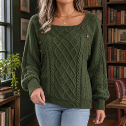 Square Neck Loose Knit Jumper