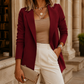 Blazer Polyester Regular Fit with Notched Lapel and Open Front
