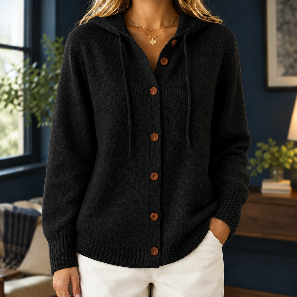 Hooded Cotton-Blend Cardigan
