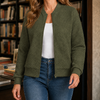 Bomber Jacket Polyester with Raised Geometric Texture and Full Zip