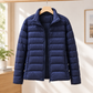 Jacket Cashmere-Feel Quilted Polyester with Stand Collar and Zip