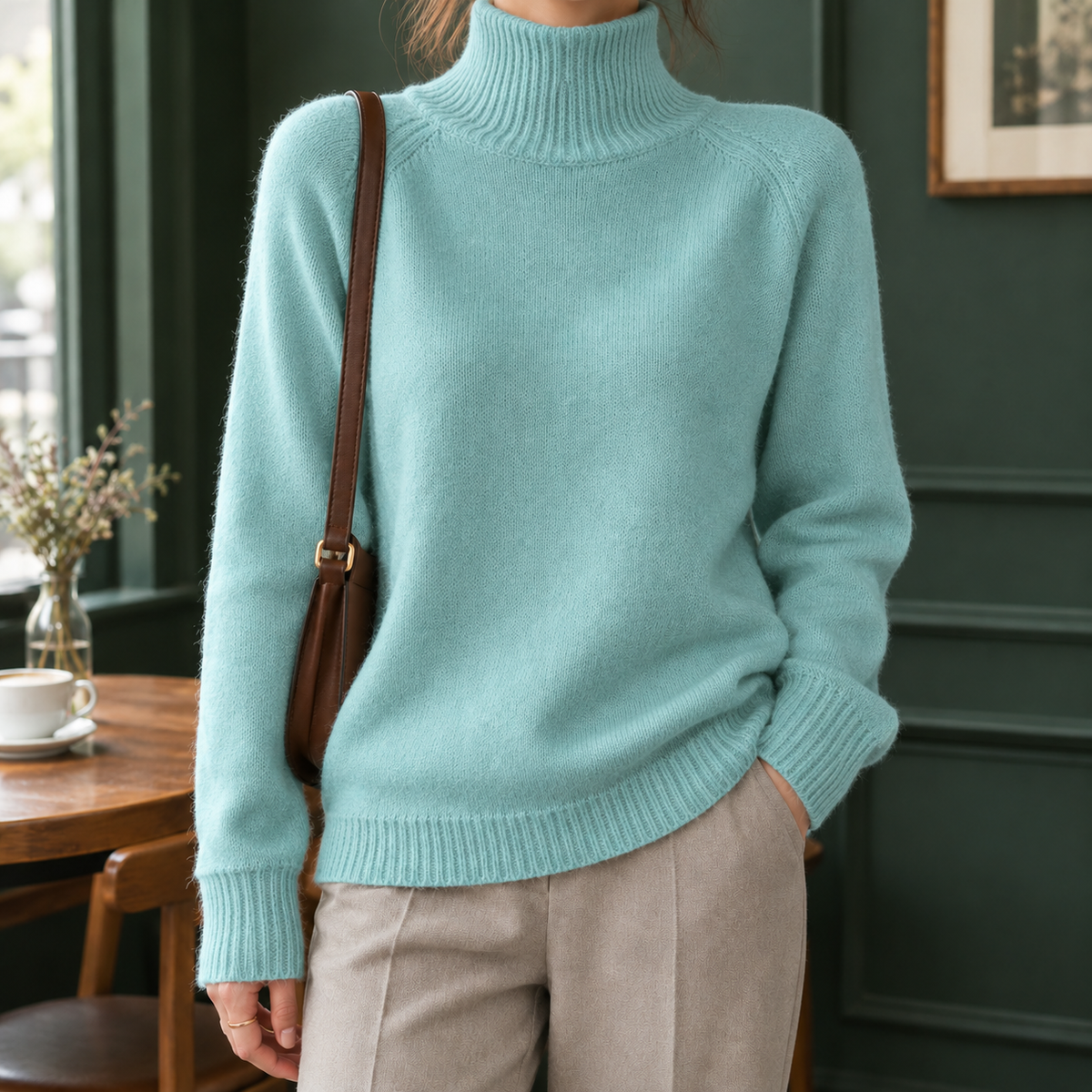 Ribbed Roll Neck Jumper with Tall Collar
