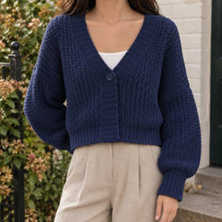 Cropped Chunky Wool-Blend Cardigan