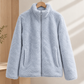 Zip Jacket Polyester Plush Textured with Stand Collar and Hand Pockets