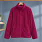 Zip Jacket Polyester Plush Straight Fit with Slanted Hand Pockets