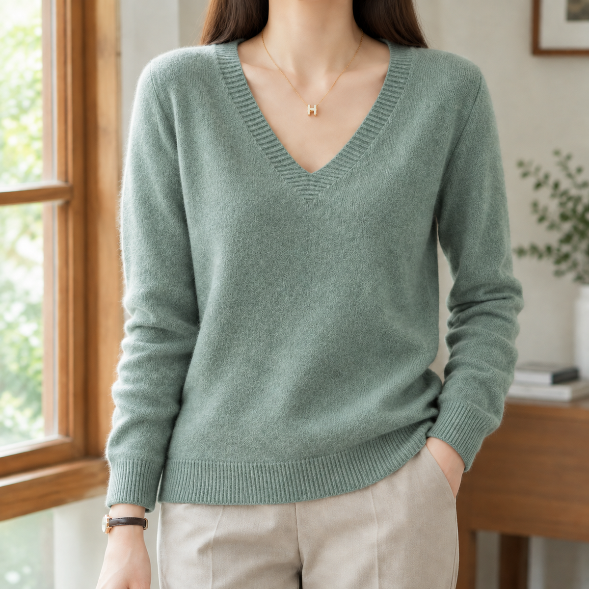 Easy Relaxed V-Neck Knit Jumper