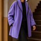 Coat Wool Blend Oversized with Shawl Collar and Contrast Piped Edging