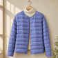 Quilted Jacket Cashmere-Feel with Round Neckline and Tonal Snap Front