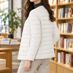 Down Jacket Nylon Lightweight with White Duck Down and Snap Front