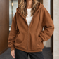 Woven-Blend Relaxed Zip Hoodie