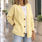 Ribbed V-Neck Cardigan with Dropped Shoulders