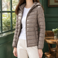 Hooded Jacket Cashmere-Feel Slim with White Duck Down and Full Zip