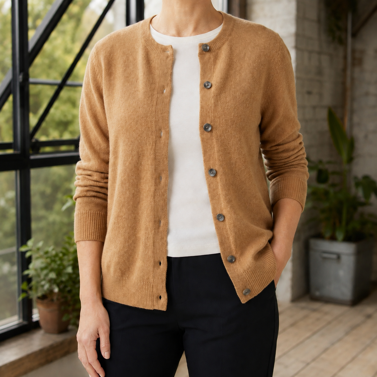 Buttoned Soft Knit Cardigan