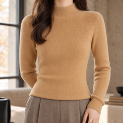 Cashmere-Feel Fine Rib Close-Fit Jumper