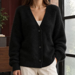 Oversized Wool-Blend V-Neck Cardigan