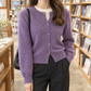 Soft Knit Round Neck Cardigan with Button Front