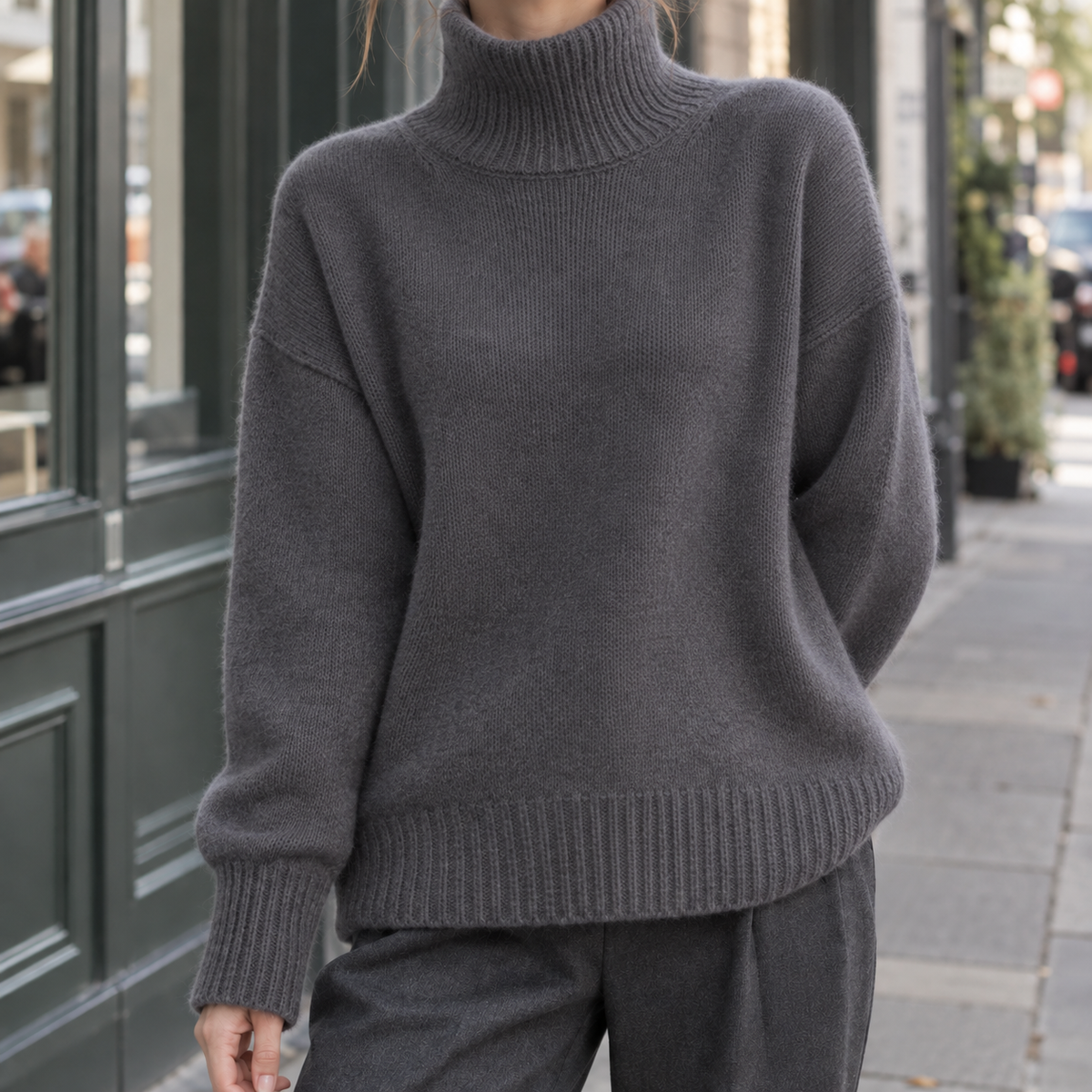 Relaxed Roll Neck Jumper with Generous Sleeves