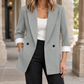 Blazer Polyester Relaxed Longline Double-Breasted with Broad Lapels