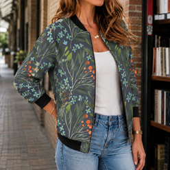 Jacket Polyester Printed Relaxed Hip-Length with Open Zip Front