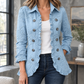 Jacket Polyester Fitted with Floral Appliqué, Twin Buttons and Ruffles