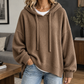 Ribbed Roomy Hoodie with Dropped Shoulders