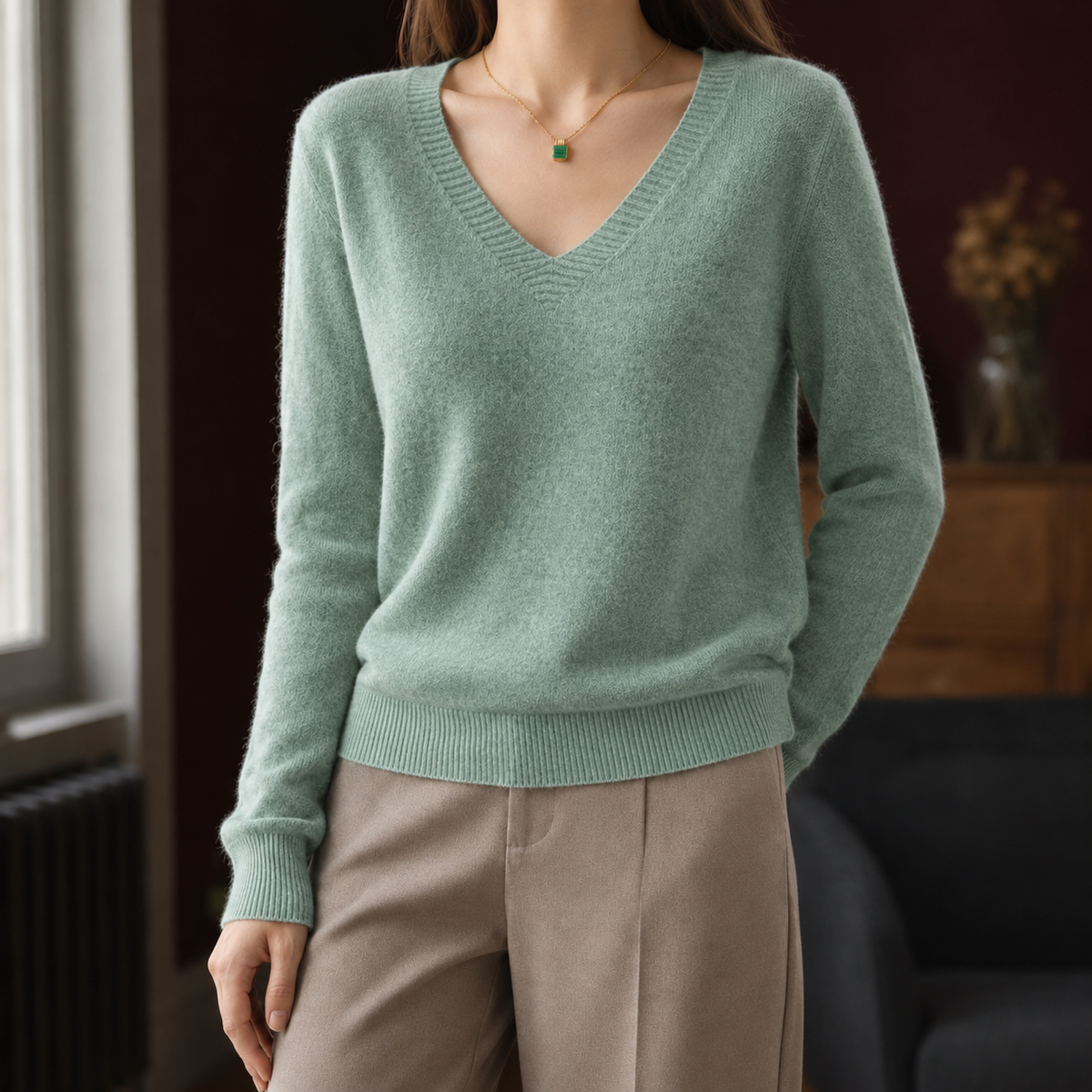 Soft Knit V-Neck Jumper