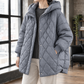 Quilted Jacket White Duck Down Oversized with Generous Hood and Zip