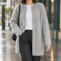 Brushed Cotton-Blend Longline Cardigan