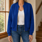 Jacket Polyester Raised Geometric Texture with Full Zip, Ribbed Trim