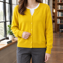 Soft Knit Button-Front Cardigan, Relaxed Fit
