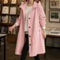 Hooded Coat Polyester Longline with Button Front and Side Pockets