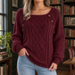 Square Neck Loose Knit Jumper