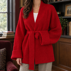 Belted Open-Front Cardigan