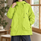 Hooded Utility Jacket Cotton Blend with Drawcord and Four Pockets