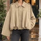 Bomber Jacket Faux Suede Oversized with Batwing Sleeves and Zip