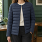 Quilted Jacket White Duck Down Filled Slim Hip-Length with Snap Front