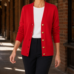 V-Neck Button-Front Cardigan