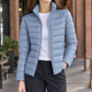 Puffer Jacket Cashmere-Feel Slim with Horizontal Quilting and Zip