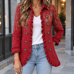 Ruffle Jacket Polyester A-Line with Cascading Ruffle Trim