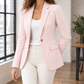 Blazer Polyester Single-Button with Notched Lapels and Shaped Waist