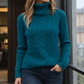 Cable Knit Roll Neck Jumper with Vertical Panels