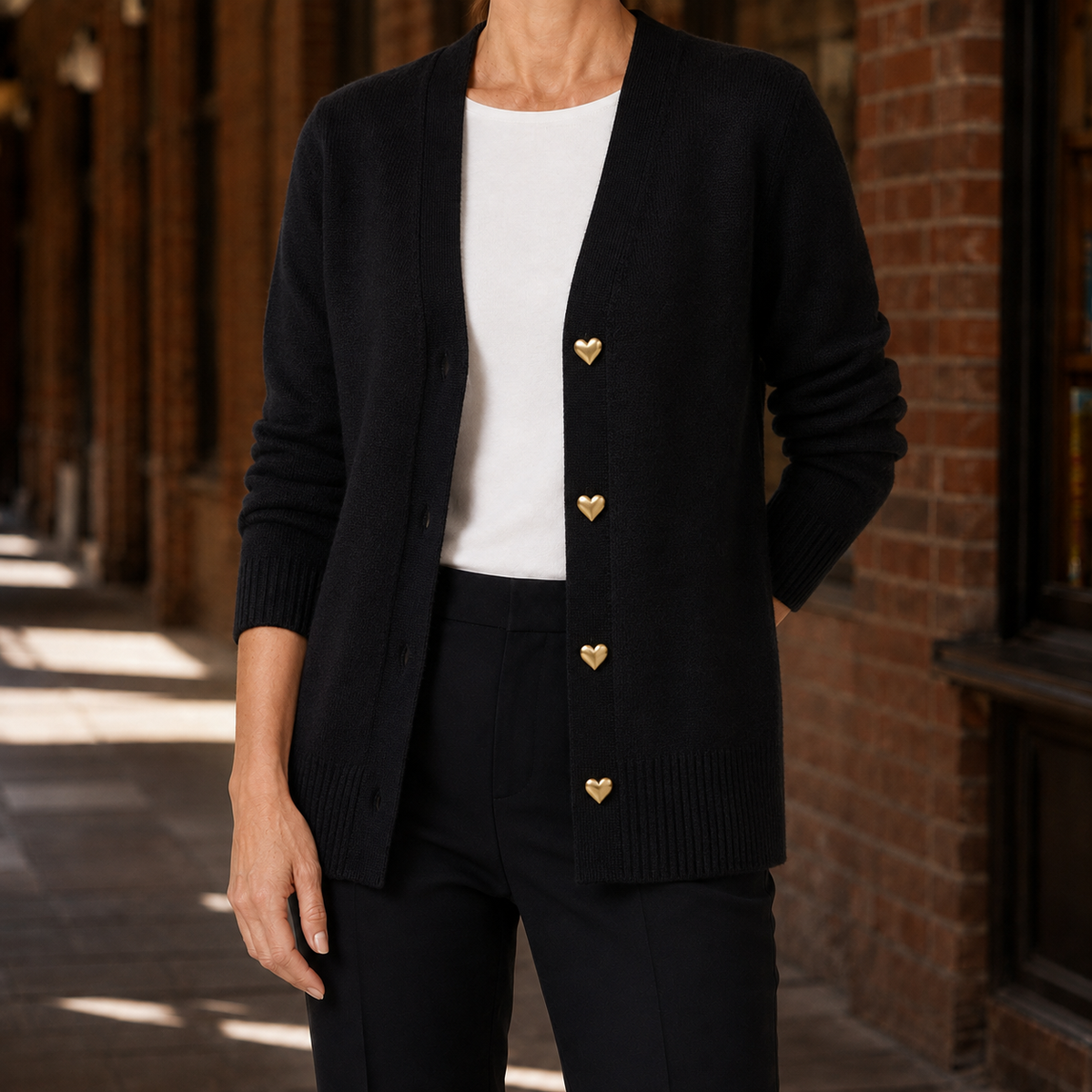 V-Neck Button-Front Cardigan