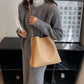 Bucket Bag Faux Leather Pebbled with Canvas Strap and Zip