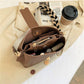 Crossbody Bag Faux Leather with Canvas Strap and Metal Clasp