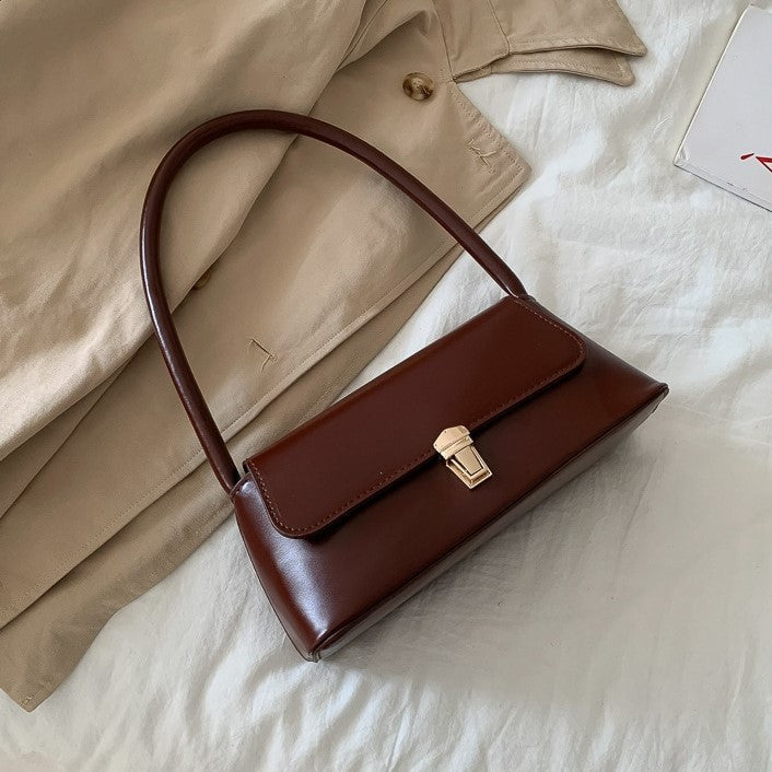 Shoulder Bag Faux Leather with Gold-Tone Hardware
